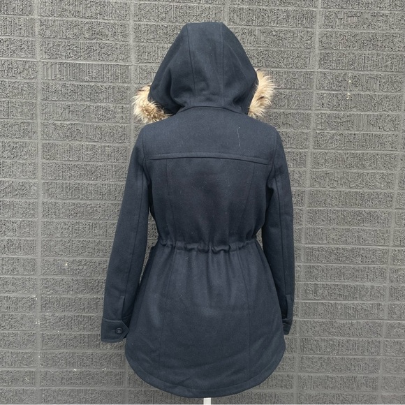 American Eagle Outfitters A.E.O. Wool Winter Coat Faux Fur Hooded Parka Jacket - Picture 3 of 5